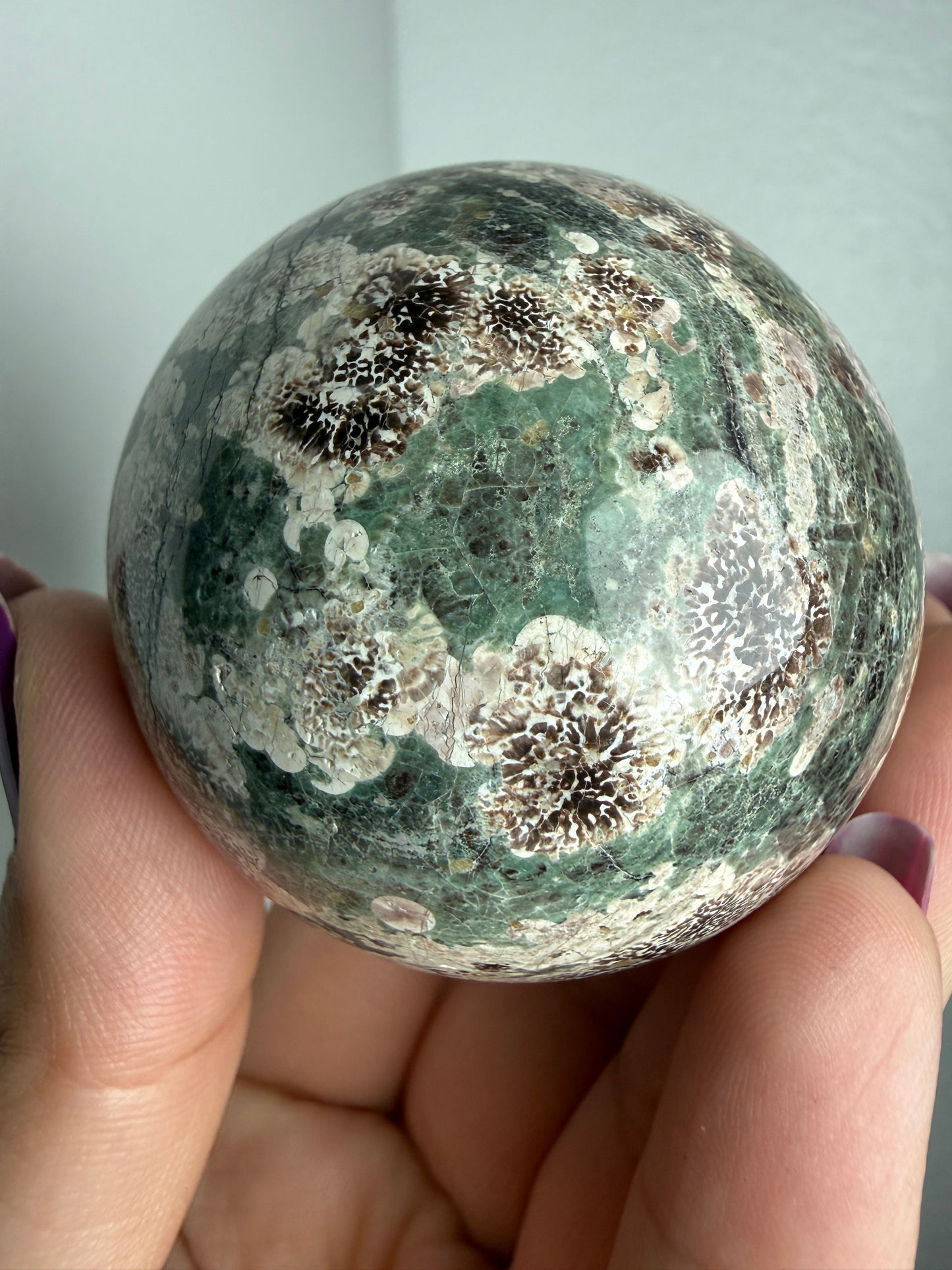 Green Flower Agate Sphere