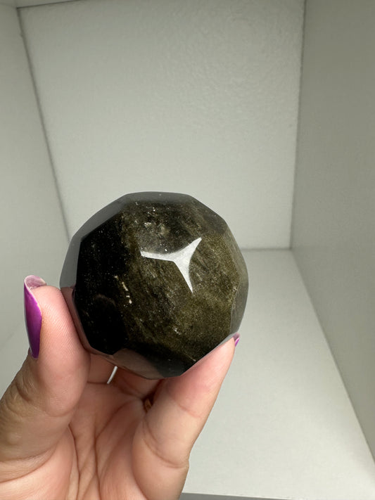 Gold Sheen Obsidian Faceted Ball