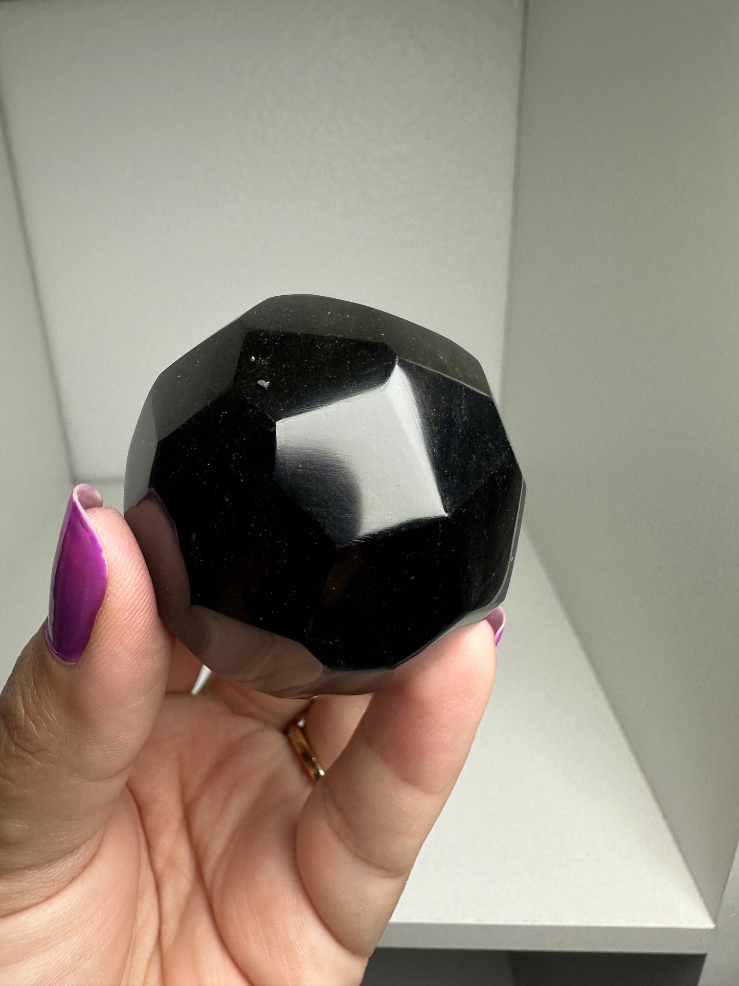 Gold Sheen Obsidian Faceted Ball