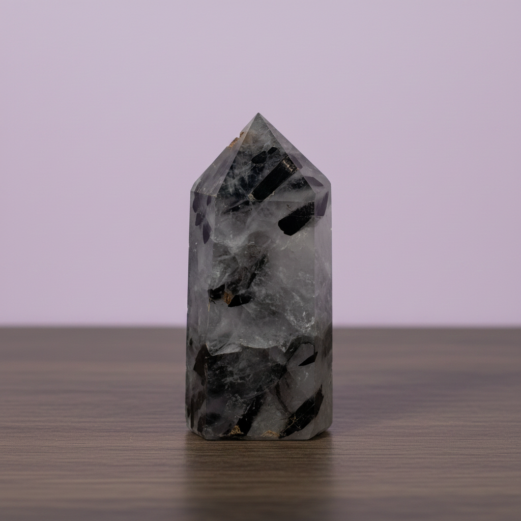 Black Tourmaline in Quartz Tower