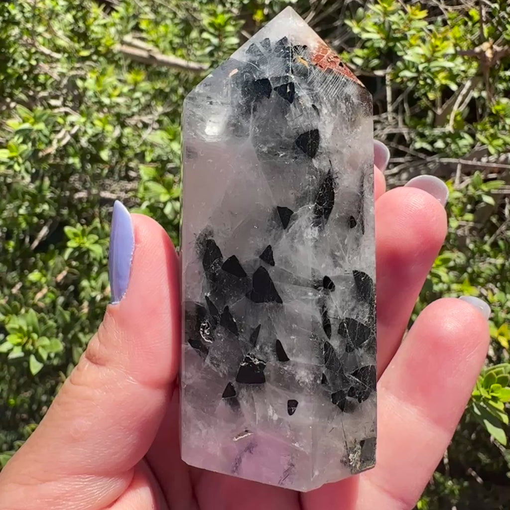 Black Tourmaline in Quartz Tower
