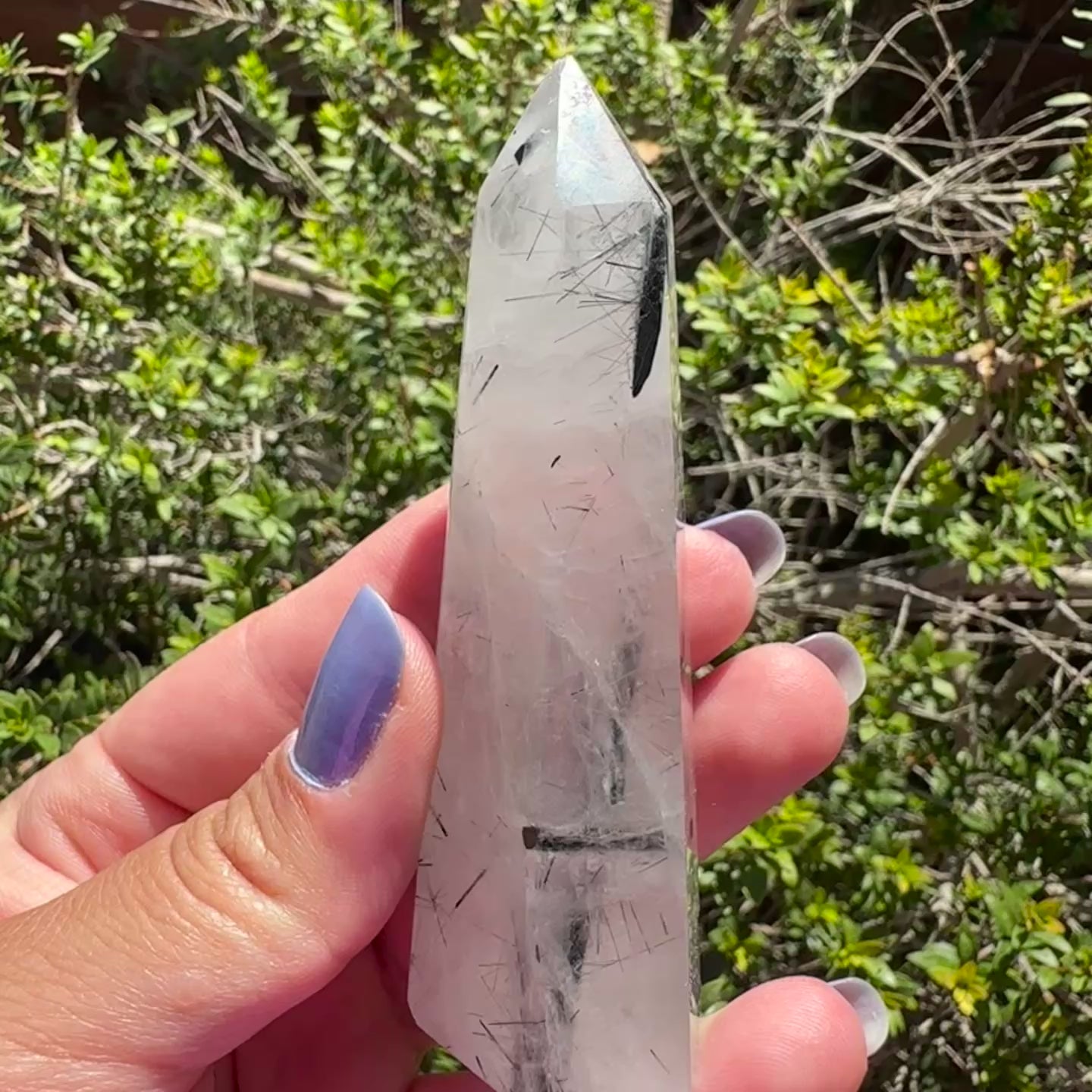 Black Tourmaline in Quartz Tower