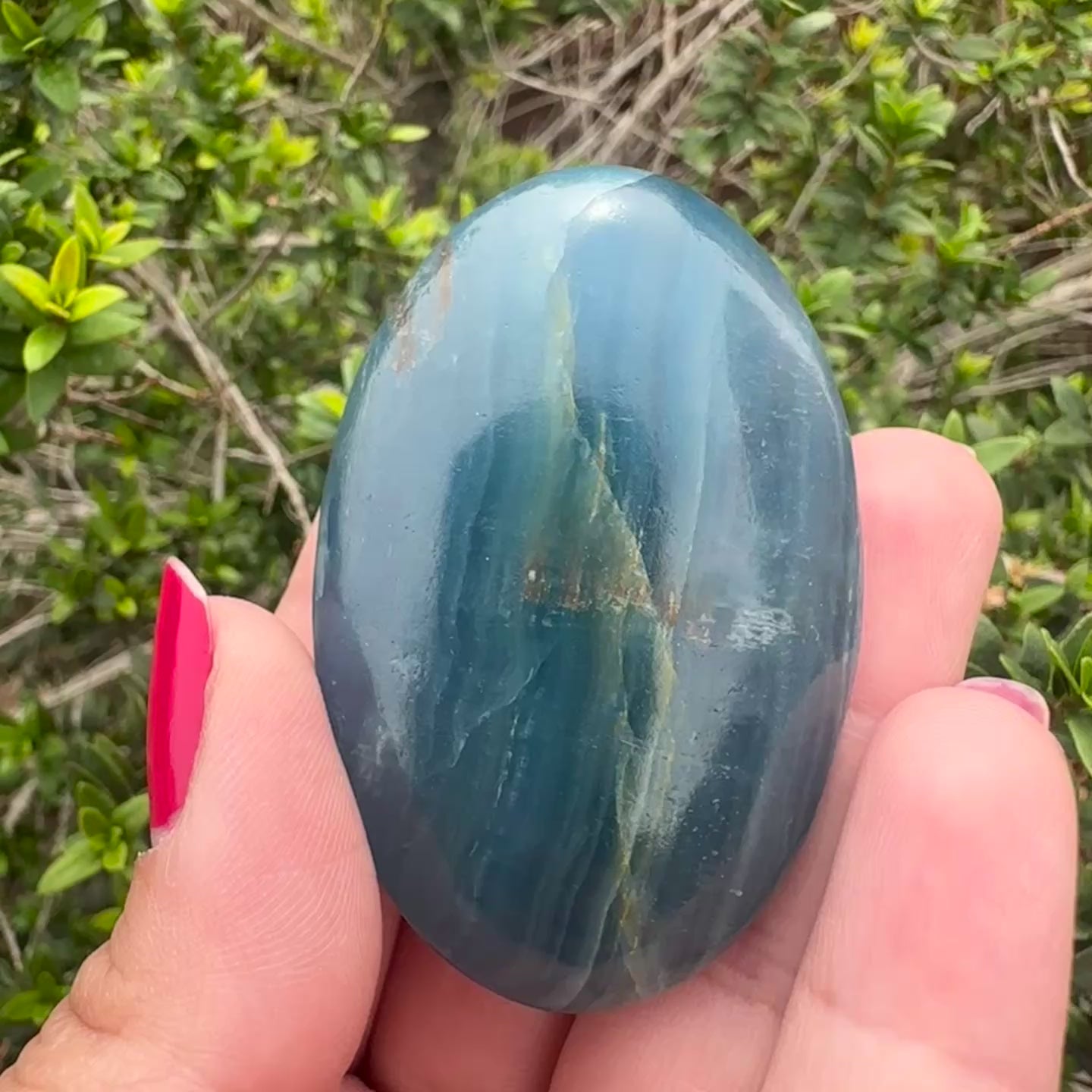 Blue Onyx Palm Stone