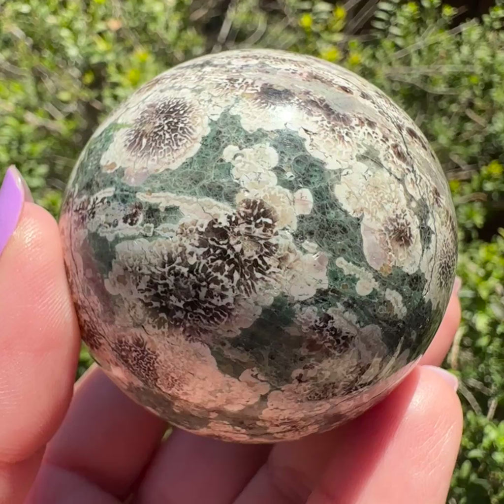 Green Flower Agate Sphere